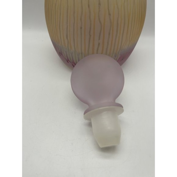 Rueven Art Glass Frosted Decanter with 2 glasses Barware Pastel Drip - Picture 3 of 8